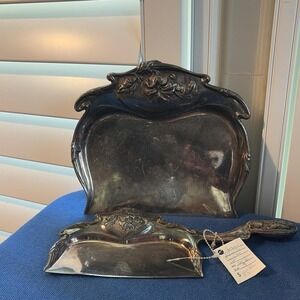 VICTORIAN FORBES SILVER  PLATE CRUMB TRAY & CRUMBER 19th CENTURY